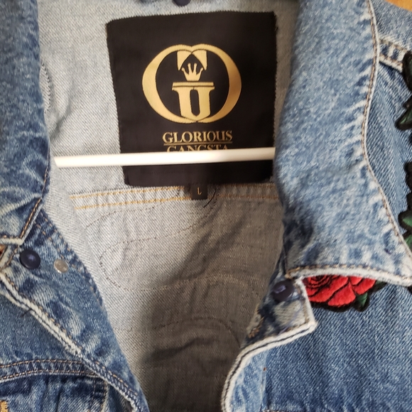 🎆🎆Rare Vintage Glorious Gangsta denim embroidered jean jacket HOST PICK - Picture 4 of 6